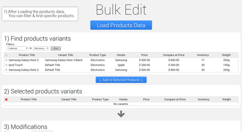 Bulk Edit Screenshot - Shopify App